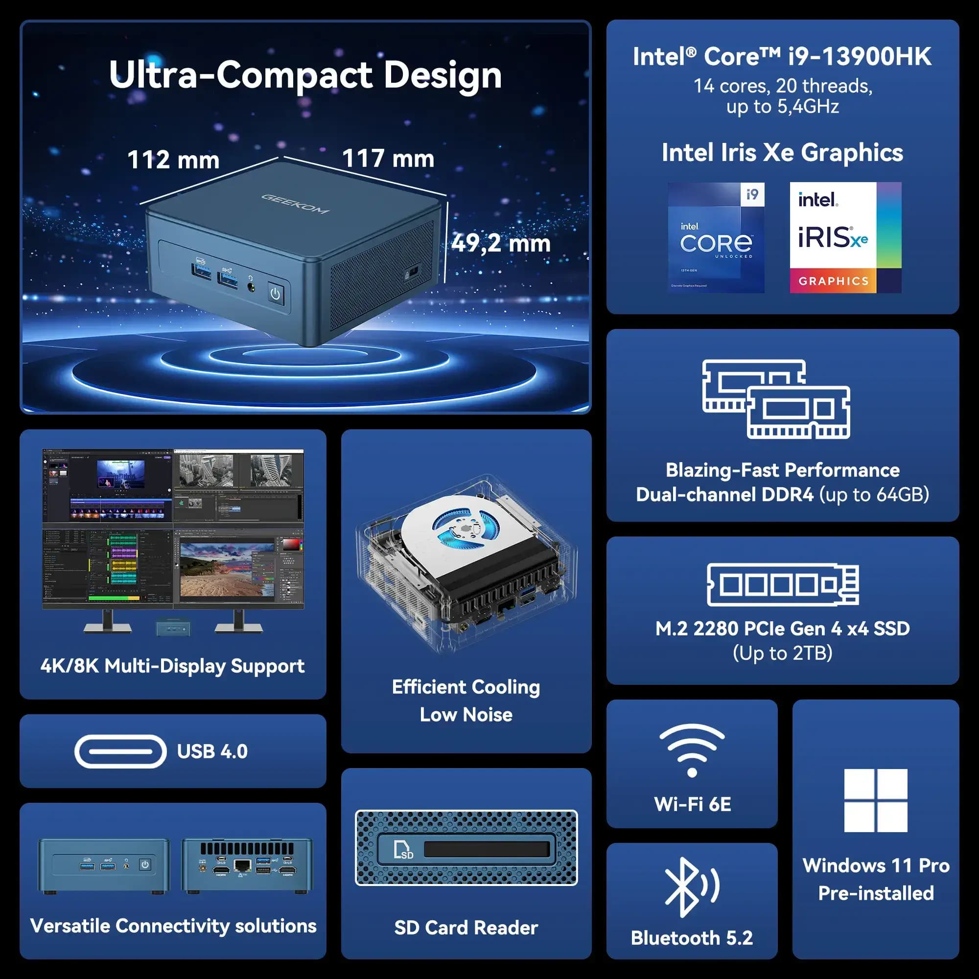 GEEKOM IT13 2026 Edition Mini PC with Intel® Core™ U7-356H | i9-13900HK | i5-13600H