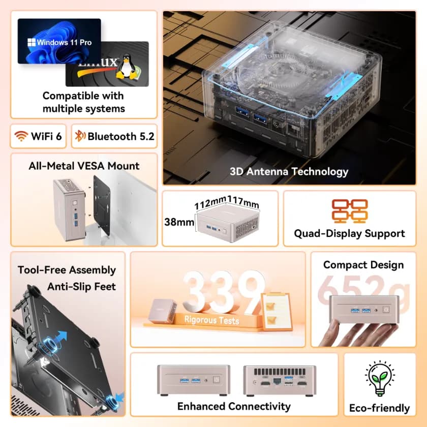 GEEKOM A5 Mini PC with AMD Ryzen™ 5 7430U