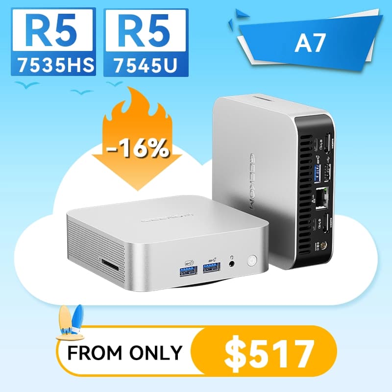 GEEKOM A7 2026 Edition Mini PC with AMD R5-7535HS | R5-7545U