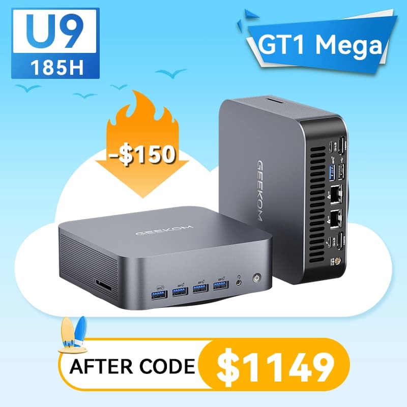 GEEKOM GT1 Mega AI Mini PC with Intel® Core™ Ultra 9 185H