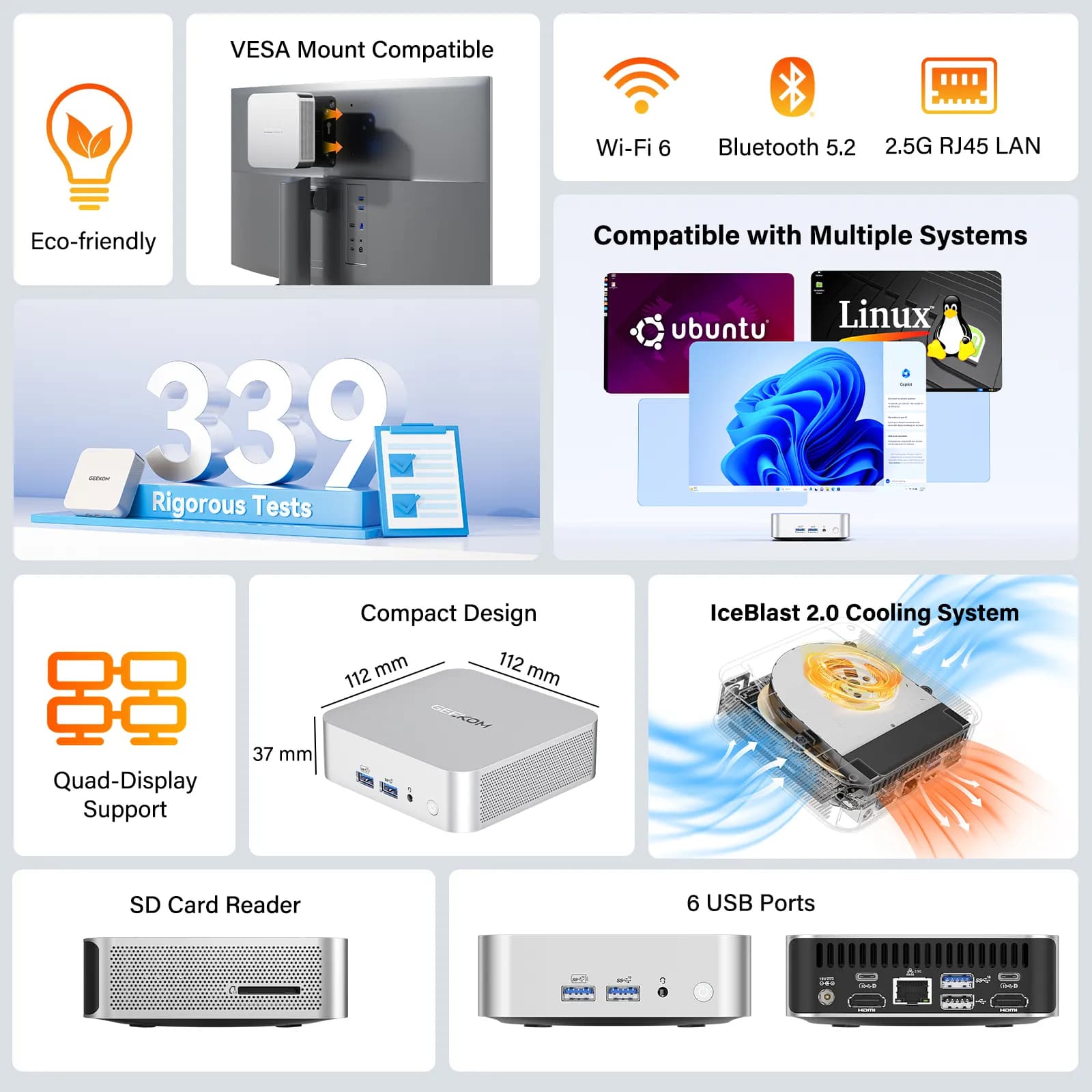 GEEKOM A5 Pro Mini PC with AMD Ryzen™ 5 7430U