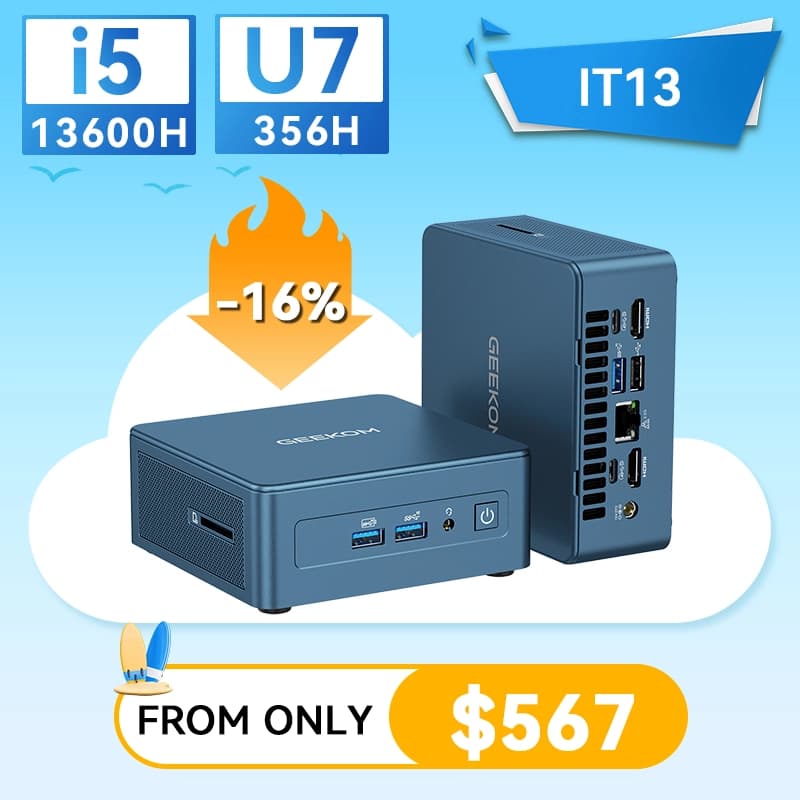 GEEKOM IT13 2026 Edition Mini PC with Intel® Core™ U7-356H | i9-13900HK | i5-13600H