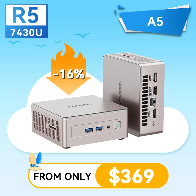 GEEKOM A5 Mini PC with AMD Ryzen™ 5 7430U