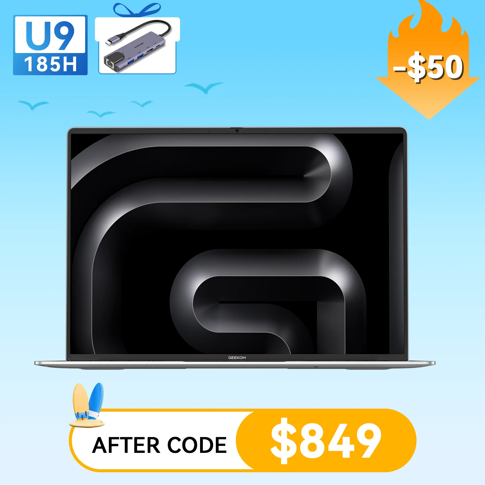 Geekom Geekbook M6 laptop summer sale U9 185H 849